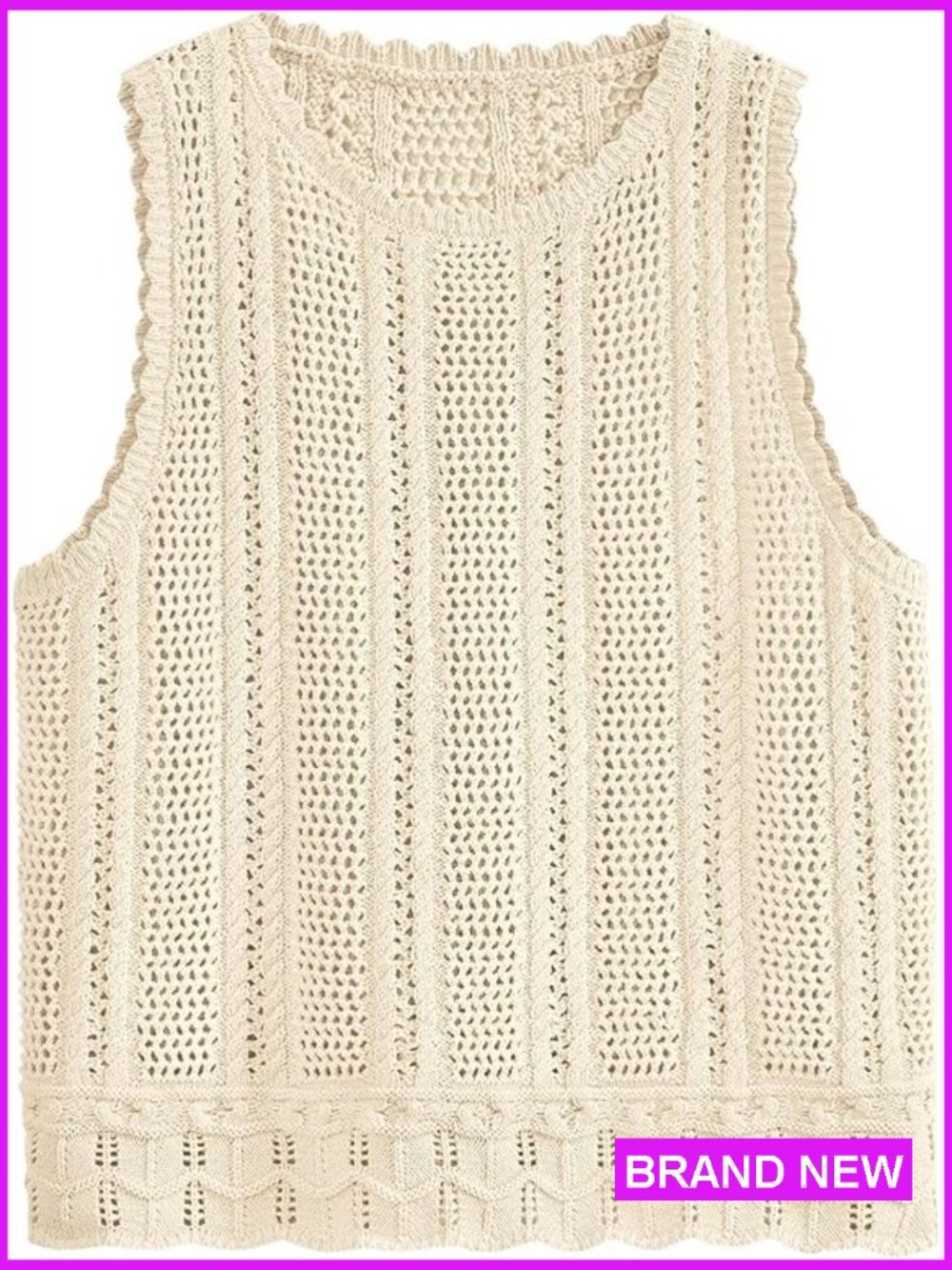 Crochet Sweater Vest Tank Top Sleeveless Hollow Out Beach Cover Up Resort